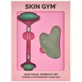Skin Gym Jade Facial Workout Set with Roller & Gua Sha – Facial Massage & Tension Relief Kit