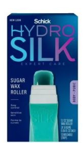 Schick Hydro Silk Sugar Wax Hair Removal Roller With 10 Reusable Strips & 2 Serum Sachets, Womens Waxing Kit, For Sensitive Skin, Rinsible With Water