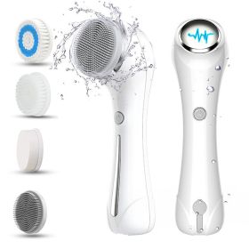 Facial Cleansing Brush, Brush for Exfoliating, IPX7 Waterproof 3 in 1 for Massaging, Deep Cleansing Rechargeable with 4 Brush Head Replacements,