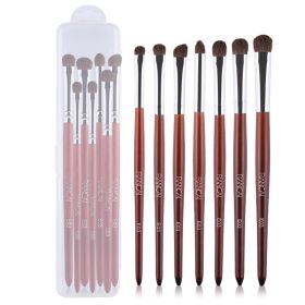 Eye Makeup Brushes 7pcs Essential Eyeshadow Brushes Kit with Soft Synthetic Hairs & Wood Handle for Eyeshadow, Blending, Eyebrow, Eyeliner (Type: 7pcs+Transparent box, Color: Red-Fine handle)