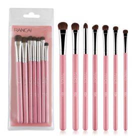 Eye Makeup Brushes 7pcs Essential Eyeshadow Brushes Kit with Soft Synthetic Hairs & Wood Handle for Eyeshadow, Blending, Eyebrow, Eyeliner (Type: 7pcs+Transparent  bag, Color: Pink)