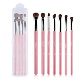 Eye Makeup Brushes 7pcs Essential Eyeshadow Brushes Kit with Soft Synthetic Hairs & Wood Handle for Eyeshadow, Blending, Eyebrow, Eyeliner (Type: 7pcs+Transparent box, Color: Pink)