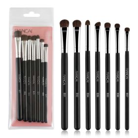 Eye Makeup Brushes 7pcs Essential Eyeshadow Brushes Kit with Soft Synthetic Hairs & Wood Handle for Eyeshadow, Blending, Eyebrow, Eyeliner (Type: 7pcs+Transparent  bag, Color: Black)
