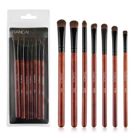 Eye Makeup Brushes 7pcs Essential Eyeshadow Brushes Kit with Soft Synthetic Hairs & Wood Handle for Eyeshadow, Blending, Eyebrow, Eyeliner (Type: 7pcs+Transparent  bag, Color: Red)
