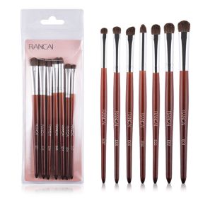 Eye Makeup Brushes 7pcs Essential Eyeshadow Brushes Kit with Soft Synthetic Hairs & Wood Handle for Eyeshadow, Blending, Eyebrow, Eyeliner (Type: 7pcs+Transparent  bag, Color: Red-Fine handle)