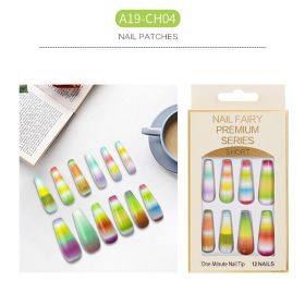 24pcs Long False Nails Rainbow Coffin Fake Nails Full Cover Nails Extension Ballerina Nail Coffin DIY Manicure Tools (Color: Black)