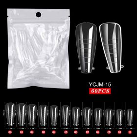 60pcs False Nail Tips Sculpted Full Cover Nail Tips Fake Finger UV Gel For Extension Building Gel Polish Fake Artificial Tool (Color: 15)