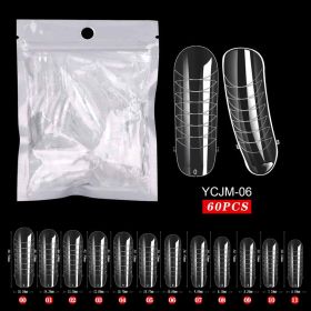 60pcs False Nail Tips Sculpted Full Cover Nail Tips Fake Finger UV Gel For Extension Building Gel Polish Fake Artificial Tool (Color: 06)