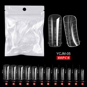 60pcs False Nail Tips Sculpted Full Cover Nail Tips Fake Finger UV Gel For Extension Building Gel Polish Fake Artificial Tool (Color: 05)