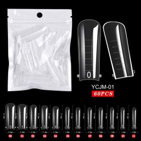 60pcs False Nail Tips Sculpted Full Cover Nail Tips Fake Finger UV Gel For Extension Building Gel Polish Fake Artificial Tool (Color: 001)